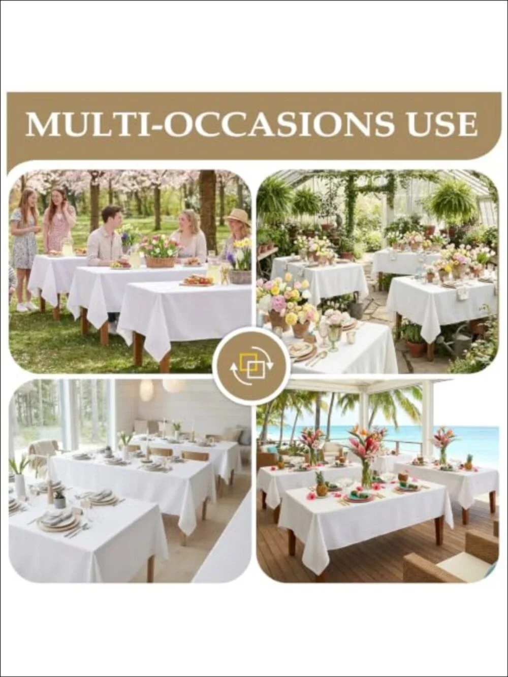 8 Pack Rectangle Tablecloth 60x102 Inch Polyester Washable